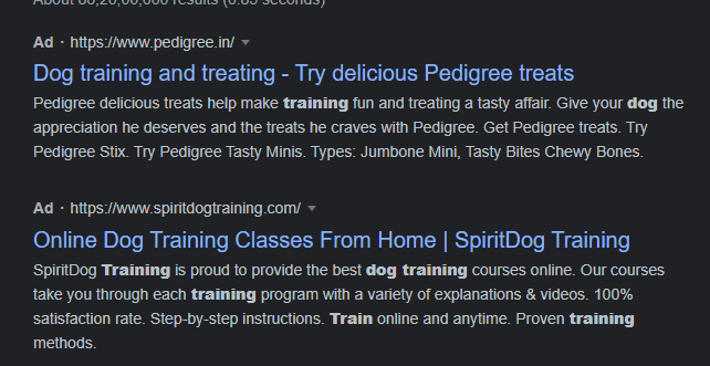 dog training ads